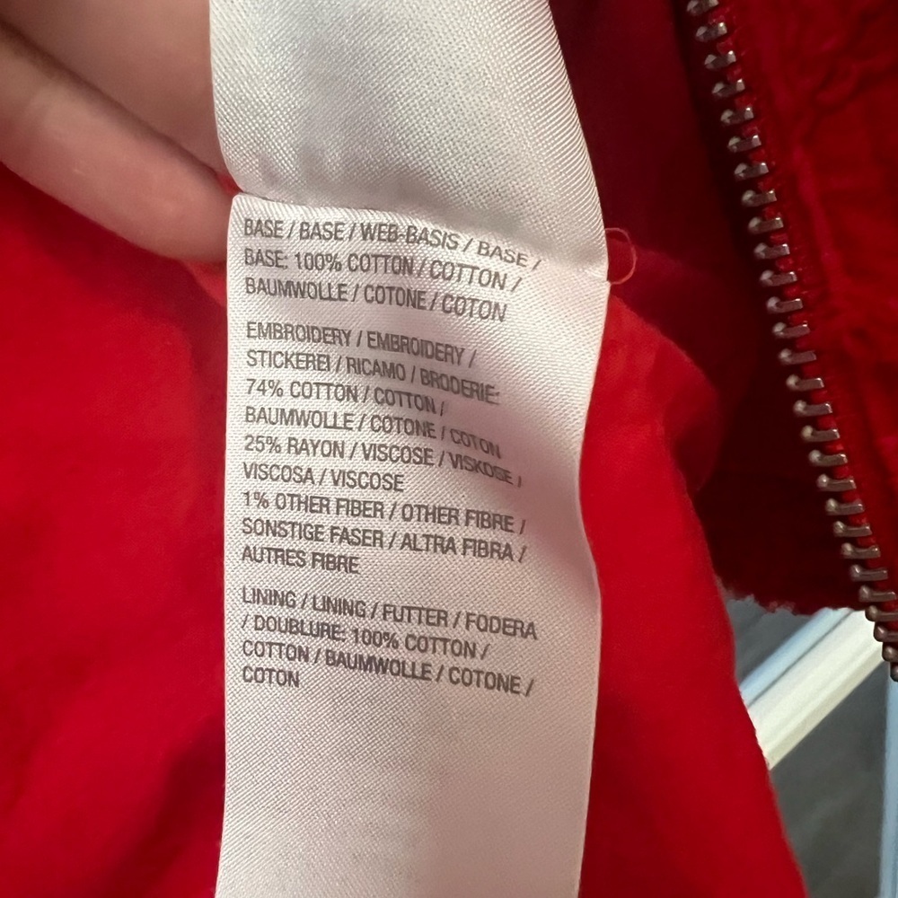 Beautiful Susan Graver 3/4 sleeve zip up red embroidered Jacket M EUC - Picture 8 of 11